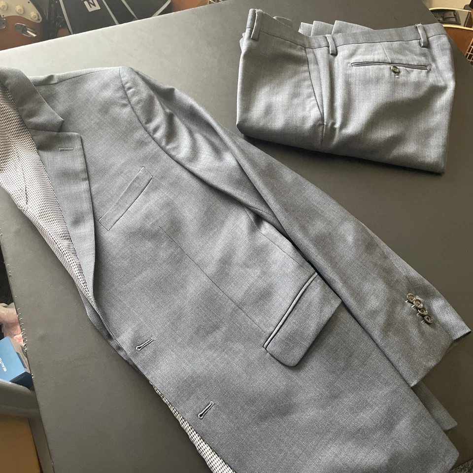 Banana Republic Slim Fit Marzotto 2pc Suit 44R Pants 33W x 34L Slate Blue WOW! - Image 2 of 4