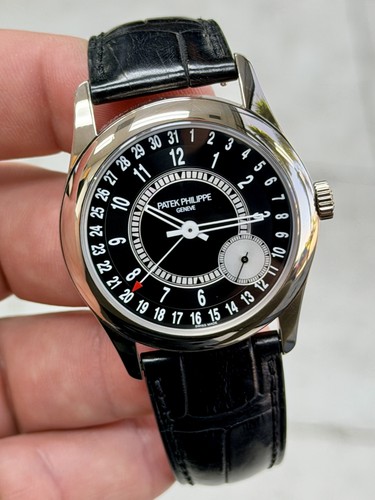 2018 Patek Philippe Calatrava Ebony Black Sunburst Dial on Str...