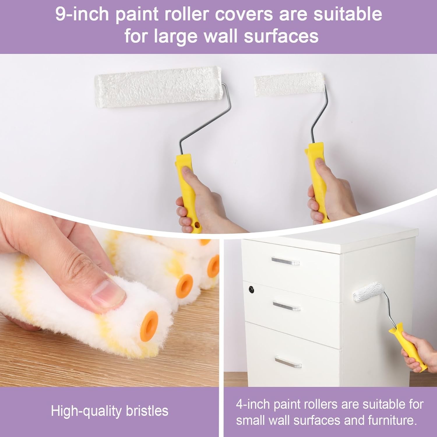 21 Pack Paint Roller Set, 4 Inch and 9 with Frame, Color 