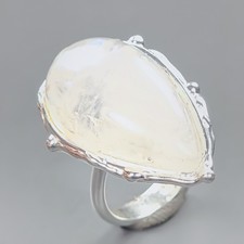 Jewelry ring 28 ct Natural Moonstone Ring 925 Sterling Silver Size 8 /R437171
