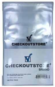 100 CheckOutStore Crystal Clear Current Age Thick Comic Book Bags Sealable Flap