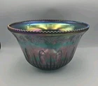Harvest Grapes 12" W Punch Bowl Blue Iridescent Carnival Indiana Glass.