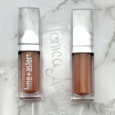 Lune + Aster Lip Gloss Angel Investor Peach Duo Travel Size Shimmer NEW