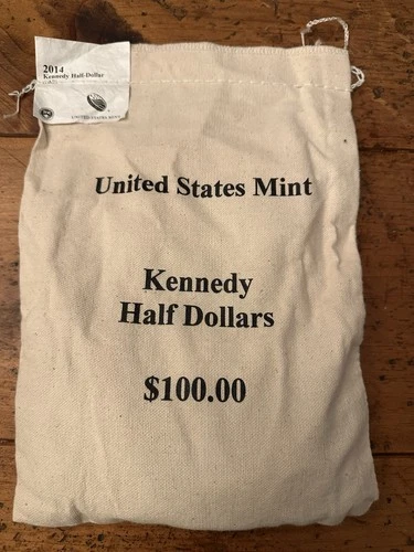 2014 P&D Kennedy Half Dollars $100 Mint Bag Of Uncirculated JFK Halves BU Rolls