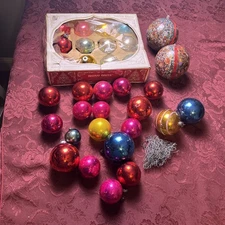 Vintage Christmas Ornaments Variety of Shiny Brite And Unbranded Bulbs
