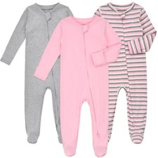 Baby Footie Pajamas with Mittens - 3Pcs Infant Cotton Footed Piece Sleepwear ...