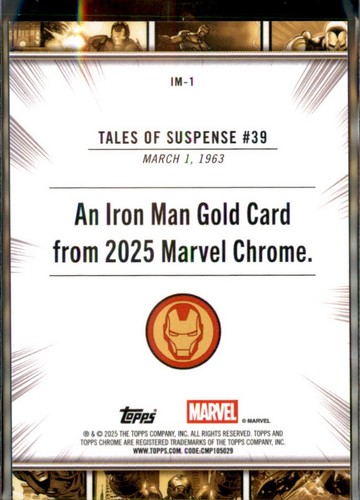 2025 Topps Chrome Marvel #IM-1 Iron Man Iron Man Gold - Imagen 2 de 2