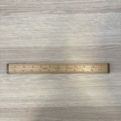 Vintage STANLEY NO. 34 1/4 Ruler - 12'' Brass Tipped - Very Clean Made In USA