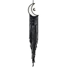 Black Moon Dream Catcher with Handmade Woven Cotton Macrame Wall Hanging Boho...