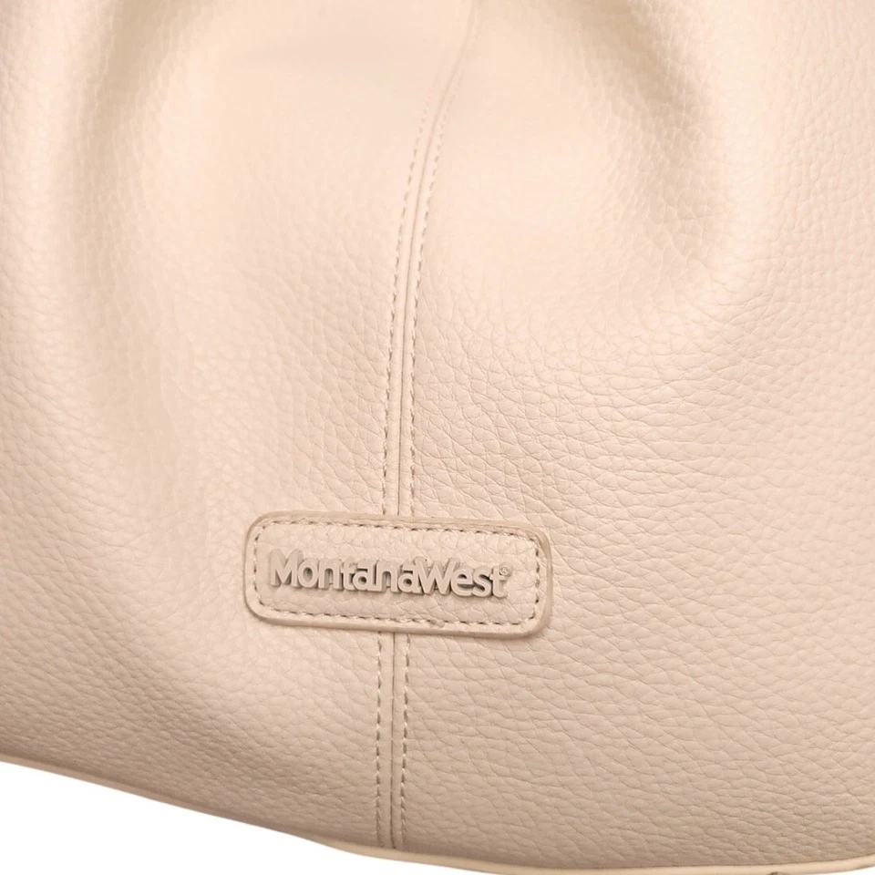 Bolso hobo Montana West de cuero blanco roto Foto 4 de 4