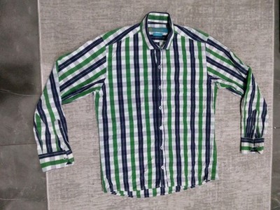  f.nebuloni  MensLong Sleeve Button Down Slim Fit Sz Large Plaid.     C16 