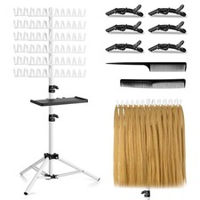 Braiding Rack with Tray, 144 Pegs Height Adjustable, 2-side Hair Extension Holde
