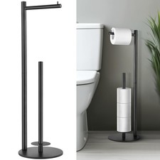 Toilet Paper Holder Stand with Storage, Free-Standing Bathroom Tissue Organizer