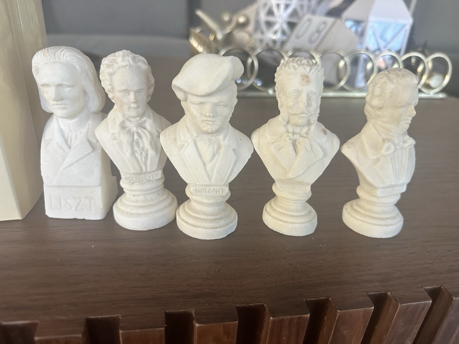 White Plaster Bust Figurines of Famous Composers - Music & Literature