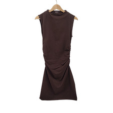 Quince Basic Sleeved Dress Brown S Mini