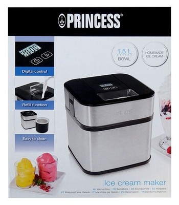 Princess Eismaschine 1,5L Edelstahl LCD-Display 282605 