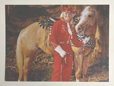 POSTCARD REPRINT COWGIRL LADY PALOMINO PARADE HORSE VINTAGE PHOTO ART 4.25”x5.5”