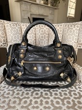 BALENCIAGA Giant 21 Gold Motorcycle City Bag In Black In Very Good Condition