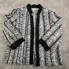 Chicos Womens Black White Zebra Stripe Open Blazer Jacket Sz XL