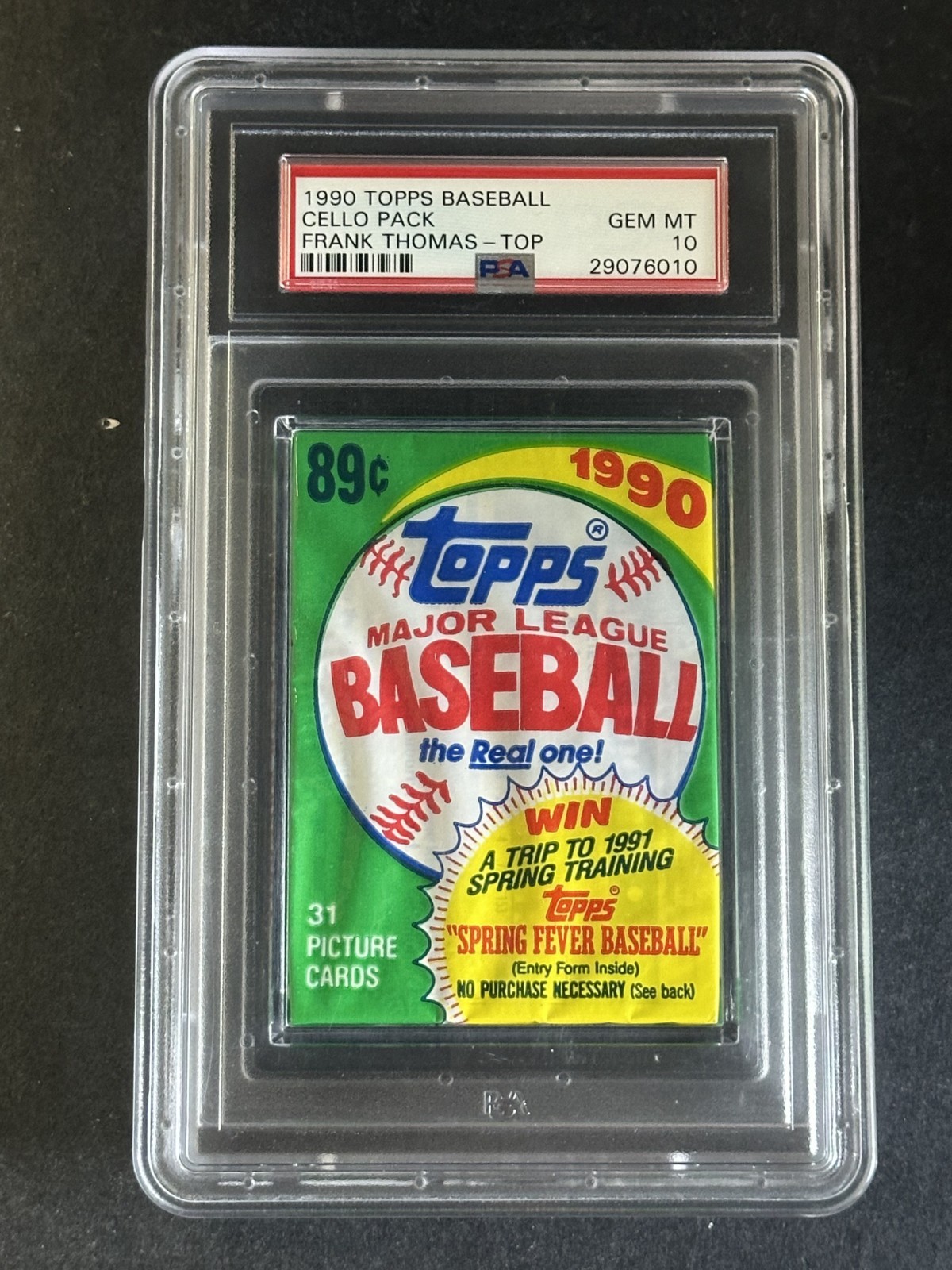 1990 Topps Baseball Unopened Cello Pack PSA 10 Frank Thomas HOF RC On Top