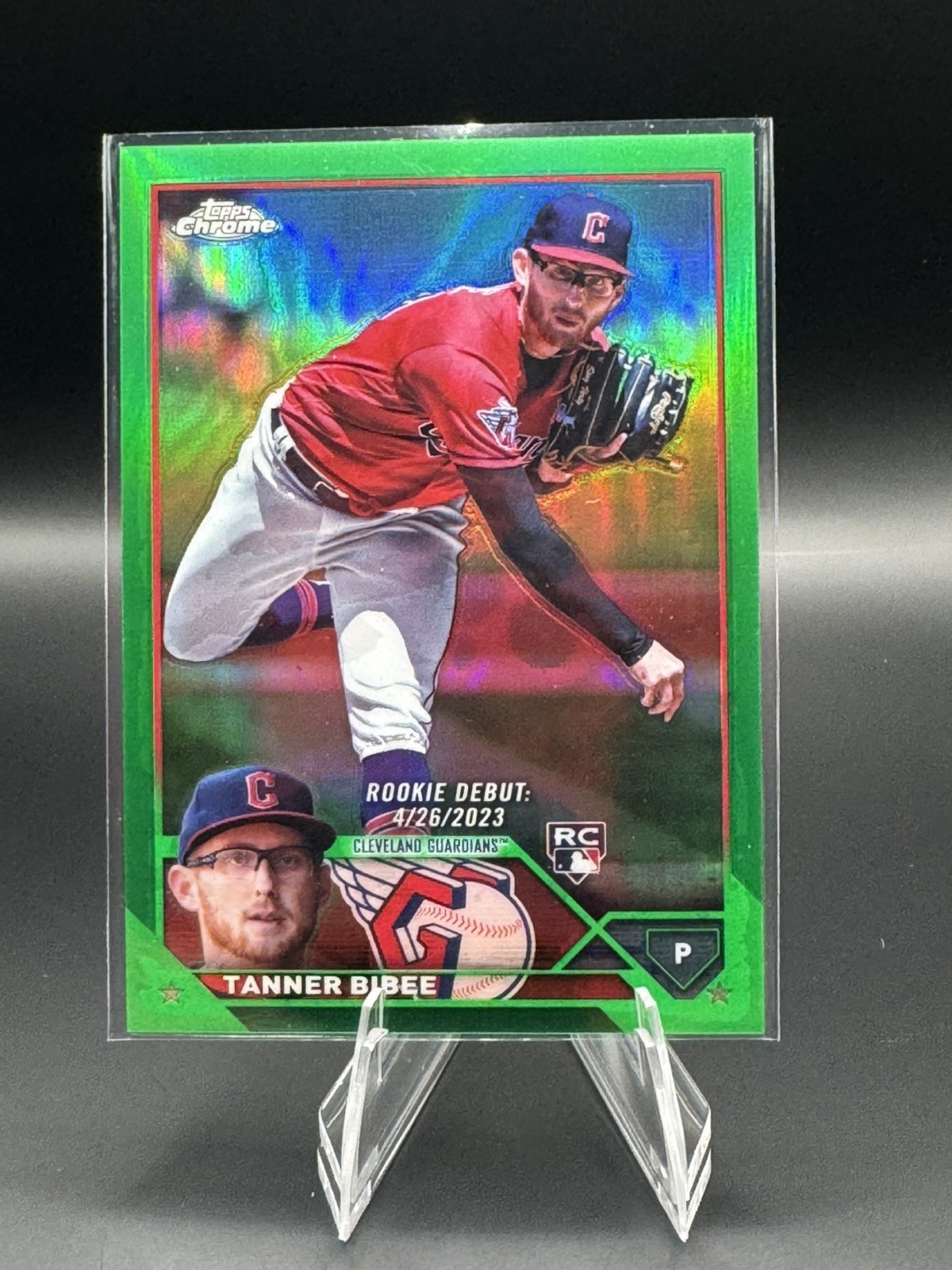 Tanner Bibee 2023 Topps Chrome RC ROOOKIE SP Green Refractor #/99 GUARDIANS