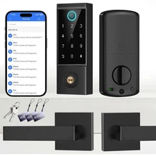 APP Control Fingerprint Lock with Handle, Heavy Duty Smart Keyless Entry Fron...