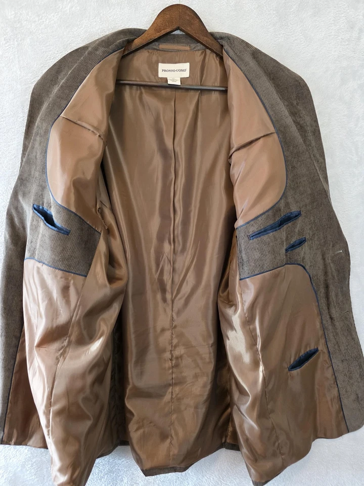 Pronto Uomo Corduroy Blazer Mens 3XL Brown Two Button Patch Pockets Jacket - Image 2 of 4