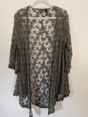 Blue Rain Womens Cardigan Size L Lace Sheer Festival  Fairy Mesh Hippie Gypsy
