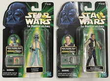 Sealed 1999 Star Wars Power of the Force Greedo & Han Solo w Commtech Chip POTF
