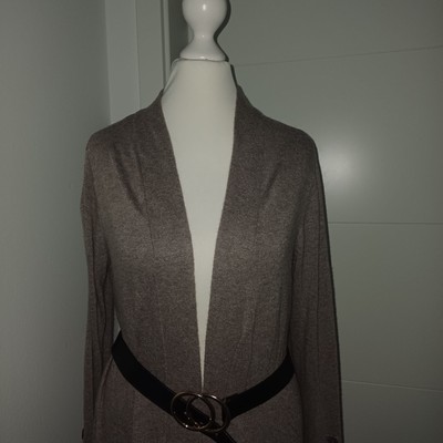 Strickjacke Laura T. Kaschmir wolle hellbraun M 40 42 offener schnitt Wolljacke
