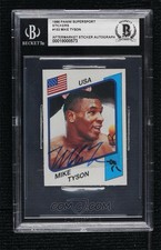 1986 PANINI SUPERSPORT STICKERS #153 MIKE TYSON SIGNED AUTO BAS