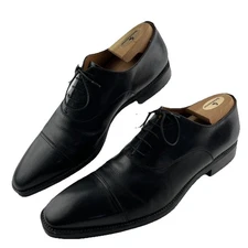 Santoni Made In Italy Men’s Black Cap Toe Oxfords Dress  Size 12 D Rubber Sole