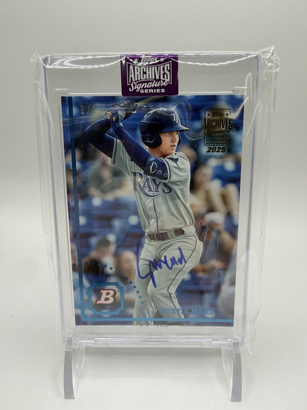 2025 Topps Archives Curtis Mead Signature Series #22B1E-BPPF-10 Auto Tampa 1/1 view 5