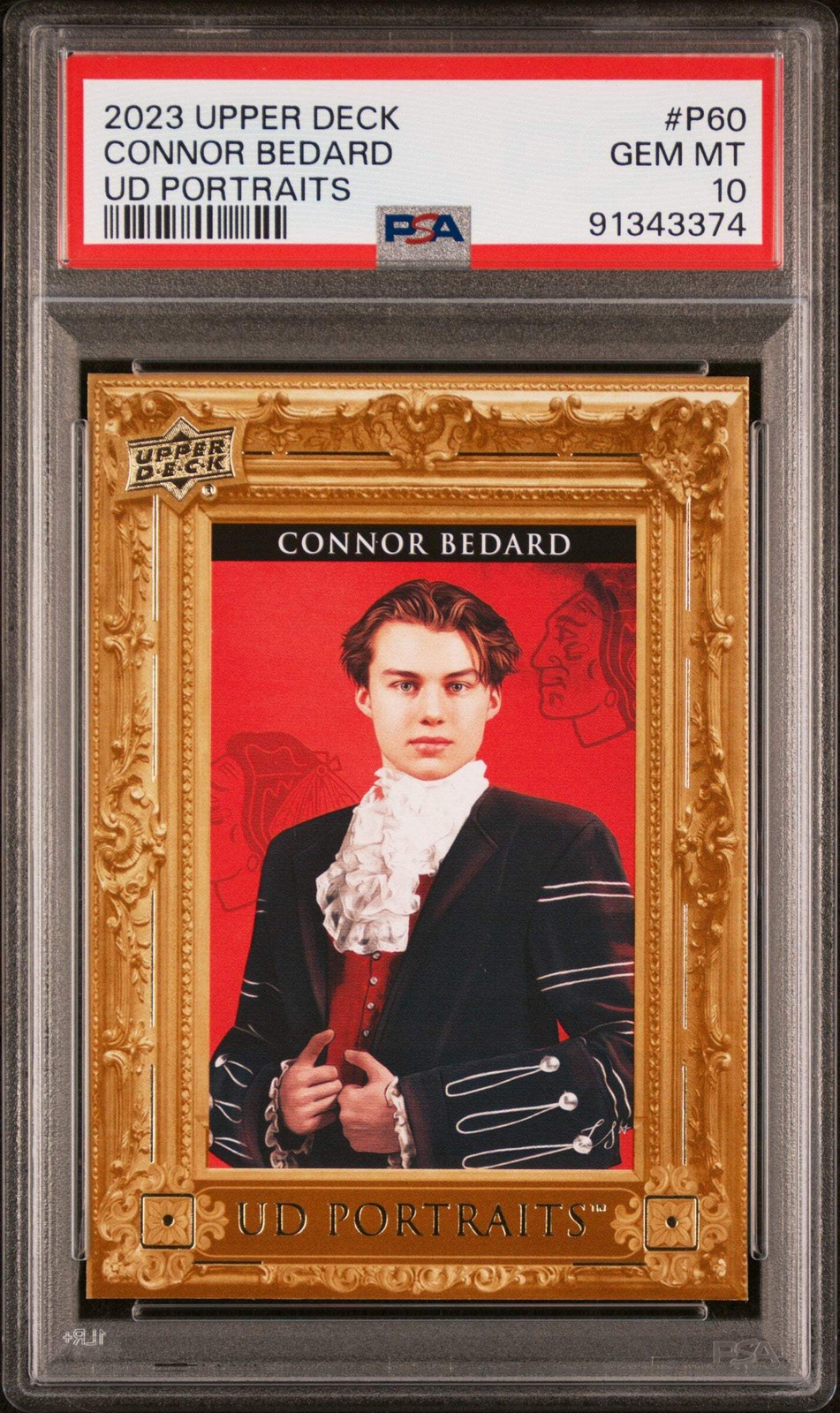 Graded 2023 Upper Deck Connor Bedard #P60 UD Portraits Rookie Hockey Card PSA 10 view 1