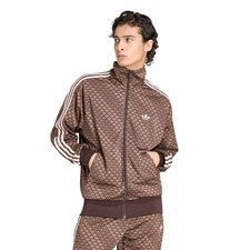 Adidas Originals Brown Firebird Loose Fit Monogram Jacket  Pants Track Suit New