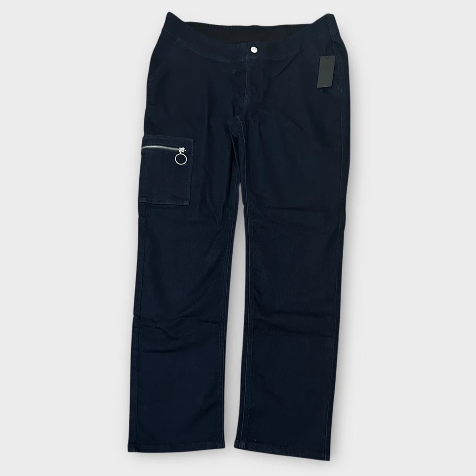 D&Co Cargo Denim Pants Blue Women’s Size Large Zipper Pocket Casual New NWT - Image 3 of 4