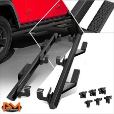 For 18-24 Jeep Wrangler JL 4-Dr Mild Steel Nerf Bar Running Board w/Step Pad Arm