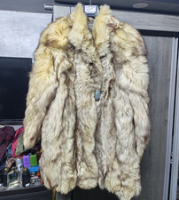 1970s Vintage Luxury genuine Arctic blue shadow Fox fur fluffy coat L 12 42