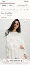 FREE PEOPLE Easy Street Tunic Ribbed Oversized Sweater in Painted White Medium