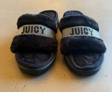 Juicy Couture Halo Slide Slippers Faux Fur Size Large 9-10 