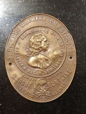 rare plaque laiton Elias Howe inventeur Américain de machine à coudre