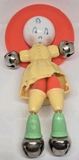 VINTAGE WAGGIE WHEELS CELLULOID PLAKIE STYLE DOLL RATTLE CRIB TOY