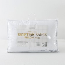 Pillows 2 Pack Pair Egyptian Cotton Hotel Quality White Self Stripe piped edge