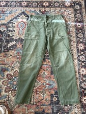OG 107 Vintage Pant Trousers Army Military Fatigues, 30x30 Vintage Distressed