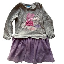 Peppa Pig Girl  s Dress Cotton Tulle Gray Purple Size 4/6 Used