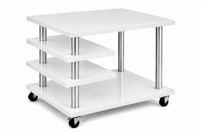 RGB LED Couchtisch Hochglanz Ablage Ablagen Modern Beistelltisch mit Rollen