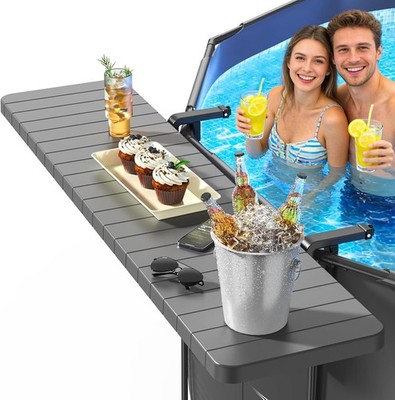 Pool Bar for above Ground Pools, Stable Poolside Drink & Snack Table Supports up