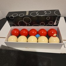 Vintage Set of 10 Snooker Bumper Pool Balls REGULATION SIZE Red White