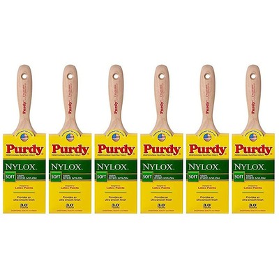 Genuine Purdy 6 Pack Nylox Swan Flat 3'' Paint Brushes 144400230-6PK