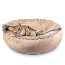 JOEJOY Calming Hooded Donut Dog  Cat Bed, Small 23in AntiAnxiety